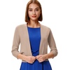 image:imageGRACE KARIN Womens 34 Sleeve Knit Cropped Cardigan Sweaters Lightweight Open Front Bolero Shrugs Sweater for DressTan