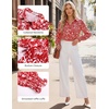 image:imageGRACE KARIN Womens Boho Floral Button Down Shirts 2026 Fall Long Sleeve Blouses Dressy Casual Fit Vacation Work TopsRed White Floral