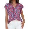 image:imageGRACE KARIN 2026 Boho Tops for Women Dressy CasualRuffle Sleeve Chiffon Blouses Floral ShirtsV Neck Summer Fashion ClothesBlue Red