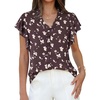 image:imageGRACE KARIN 2026 Boho Tops for Women Dressy CasualRuffle Sleeve Chiffon Blouses Floral ShirtsV Neck Summer Fashion ClothesCoffee