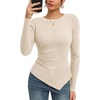 image:imageGRACE KARIN Womens 2026 Long Sleeve Tops Ribbed Knit Basic Blouses Stretch Fall Shirts Dressy Casual ClothesApricot