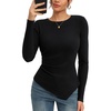 image:imageGRACE KARIN Womens 2026 Long Sleeve Tops Ribbed Knit Basic Blouses Stretch Fall Shirts Dressy Casual ClothesBlack