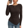 image:imageGRACE KARIN Womens 2026 Long Sleeve Tops Ribbed Knit Basic Blouses Stretch Fall Shirts Dressy Casual ClothesCoffee