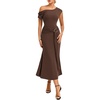 image:imageGRACE KARIN Womens 2026 Summer Wedding Guest Dresses Formal Cocktail One Shoulder Bodycon Dresses Elegant Ruched Maxi DressBrown