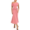 image:imageGRACE KARIN Womens 2026 Summer Wedding Guest Dresses Formal Cocktail One Shoulder Bodycon Dresses Elegant Ruched Maxi DressPink