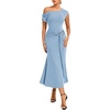 image:imageGRACE KARIN Womens 2026 Summer Wedding Guest Dresses Formal Cocktail One Shoulder Bodycon Dresses Elegant Ruched Maxi DressSky Blue