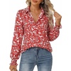 image:imageGRACE KARIN Womens Boho Floral Button Down Shirts 2026 Fall Long Sleeve Blouses Dressy Casual Fit Vacation Work TopsRed White Floral