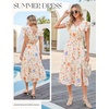 image:imageGRACE KARIN 2026 Womens Summer Dresses V Neck Ruffle Sleeve Floral Boho Beach Dress ALine Swing Midi Wedding Guest SundressBlue Orangefloral Print