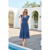 image:imageGRACE KARIN 2026 Womens Summer Dresses V Neck Ruffle Sleeve Floral Boho Beach Dress ALine Swing Midi Wedding Guest SundressDark Bluesolid