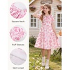 image:imageGRACE KARIN Girls Summer Floral Dresses Puff Sleeve Princess Dress 614Y  Square Neck Party Dress Graduation Birthday Wedding Beach Smocked Back Tiered Skirt Woven Lined for Tween Teen GirlHot Pink Floral