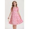 image:imageGRACE KARIN Girls Summer Floral Dresses Puff Sleeve Princess Dress 614Y  Square Neck Party Dress Graduation Birthday Wedding Beach Smocked Back Tiered Skirt Woven Lined for Tween Teen GirlPink Floral