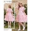 image:imageGRACE KARIN Girls Summer Floral Dresses Puff Sleeve Princess Dress 614Y  Square Neck Party Dress Graduation Birthday Wedding Beach Smocked Back Tiered Skirt Woven Lined for Tween Teen GirlHot Pink Floral