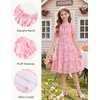 image:imageGRACE KARIN Girls Summer Floral Dresses Puff Sleeve Princess Dress 614Y  Square Neck Party Dress Graduation Birthday Wedding Beach Smocked Back Tiered Skirt Woven Lined for Tween Teen GirlPink Floral