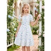 image:imageGRACE KARIN Girls Summer Floral Dresses Puff Sleeve Princess Dress 614Y  Square Neck Party Dress Graduation Birthday Wedding Beach Smocked Back Tiered Skirt Woven Lined for Tween Teen GirlBlue Floral