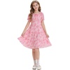 image:imageGRACE KARIN Girls Summer Floral Dresses Puff Sleeve Princess Dress 614Y  Square Neck Party Dress Graduation Birthday Wedding Beach Smocked Back Tiered Skirt Woven Lined for Tween Teen GirlPink Floral