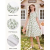 image:imageGRACE KARIN Girls Summer Floral Dresses Puff Sleeve Princess Dress 614Y  Square Neck Party Dress Graduation Birthday Wedding Beach Smocked Back Tiered Skirt Woven Lined for Tween Teen GirlSage Green Floral