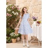 image:imageGRACE KARIN Girls Summer Floral Dresses Puff Sleeve Princess Dress 614Y  Square Neck Party Dress Graduation Birthday Wedding Beach Smocked Back Tiered Skirt Woven Lined for Tween Teen GirlBlue White Floral