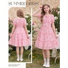 image:imageGRACE KARIN Girls Summer Floral Dresses Puff Sleeve Princess Dress 614Y  Square Neck Party Dress Graduation Birthday Wedding Beach Smocked Back Tiered Skirt Woven Lined for Tween Teen GirlPink Floral