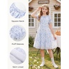 image:imageGRACE KARIN Girls Summer Floral Dresses Puff Sleeve Princess Dress 614Y  Square Neck Party Dress Graduation Birthday Wedding Beach Smocked Back Tiered Skirt Woven Lined for Tween Teen GirlBlue White Floral