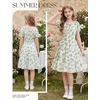 image:imageGRACE KARIN Girls Summer Floral Dresses Puff Sleeve Princess Dress 614Y  Square Neck Party Dress Graduation Birthday Wedding Beach Smocked Back Tiered Skirt Woven Lined for Tween Teen GirlSage Green Floral