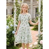 image:imageGRACE KARIN Girls Summer Floral Dresses Puff Sleeve Princess Dress 614Y  Square Neck Party Dress Graduation Birthday Wedding Beach Smocked Back Tiered Skirt Woven Lined for Tween Teen GirlSage Green Floral