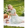 image:imageGRACE KARIN Girls Summer Floral Dresses Puff Sleeve Princess Dress 614Y  Square Neck Party Dress Graduation Birthday Wedding Beach Smocked Back Tiered Skirt Woven Lined for Tween Teen GirlSage Green Floral