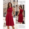 image:imageGRACE KARIN Womens Summer Work Dress 2026 Sleeveless Crewneck A Line Midi Dresses Flowy Business Dresses Outfits with PocketsRed
