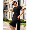 image:imageGRACE KARIN Work Dresses for Women 2026 Short Sleeve Sheath Business Midi Dress Wrap Bodycon Office Cocktail OutfitsBlack