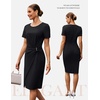 image:imageGRACE KARIN Work Dresses for Women 2026 Short Sleeve Sheath Business Midi Dress Wrap Bodycon Office Cocktail OutfitsBlack