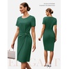 image:imageGRACE KARIN Work Dresses for Women 2026 Short Sleeve Sheath Business Midi Dress Wrap Bodycon Office Cocktail OutfitsDark Green