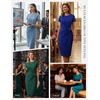 image:imageGRACE KARIN Work Dresses for Women 2026 Short Sleeve Sheath Business Midi Dress Wrap Bodycon Office Cocktail OutfitsDark Green