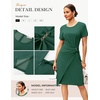 image:imageGRACE KARIN Work Dresses for Women 2026 Short Sleeve Sheath Business Midi Dress Wrap Bodycon Office Cocktail OutfitsDark Green