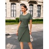 image:imageGRACE KARIN Work Dresses for Women 2026 Short Sleeve Sheath Business Midi Dress Wrap Bodycon Office Cocktail OutfitsEden Green