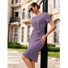 image:imageGRACE KARIN Work Dresses for Women 2026 Short Sleeve Sheath Business Midi Dress Wrap Bodycon Office Cocktail OutfitsLight Purple