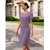image:imageGRACE KARIN Work Dresses for Women 2026 Short Sleeve Sheath Business Midi Dress Wrap Bodycon Office Cocktail OutfitsLight Purple