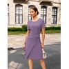 image:imageGRACE KARIN Work Dresses for Women 2026 Short Sleeve Sheath Business Midi Dress Wrap Bodycon Office Cocktail OutfitsLight Purple