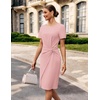 image:imageGRACE KARIN Work Dresses for Women 2026 Short Sleeve Sheath Business Midi Dress Wrap Bodycon Office Cocktail OutfitsPink