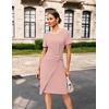 image:imageGRACE KARIN Work Dresses for Women 2026 Short Sleeve Sheath Business Midi Dress Wrap Bodycon Office Cocktail OutfitsPink