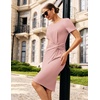 image:imageGRACE KARIN Work Dresses for Women 2026 Short Sleeve Sheath Business Midi Dress Wrap Bodycon Office Cocktail OutfitsPink