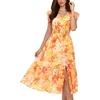 Yellow Red-floral Print