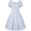 image:imageGRACE KARIN Girls Summer Floral Dresses Puff Sleeve Princess Dress 614Y  Square Neck Party Dress Graduation Birthday Wedding Beach Smocked Back Tiered Skirt Woven Lined for Tween Teen GirlBlue White Floral