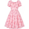 image:imageGRACE KARIN Girls Summer Floral Dresses Puff Sleeve Princess Dress 614Y  Square Neck Party Dress Graduation Birthday Wedding Beach Smocked Back Tiered Skirt Woven Lined for Tween Teen GirlPink Floral
