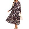 image:imageGRACE KARIN Womens Floral Long Sleeve Maxi Dress 2026 V Neck Fall Wedding Guest Outfits Boho Flowy Dresses with PocketsBlack Pink Floral