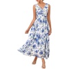 image:imageGRACE KARIN Womens Summer Sleeveless Floral Maxi Dress V Neck Formal Wedding Guest Dress A Line Beach Vacation ClothesLight Blue Floral