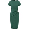 image:imageGRACE KARIN Work Dresses for Women 2026 Short Sleeve Sheath Business Midi Dress Wrap Bodycon Office Cocktail OutfitsDark Green