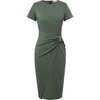 image:imageGRACE KARIN Work Dresses for Women 2026 Short Sleeve Sheath Business Midi Dress Wrap Bodycon Office Cocktail OutfitsEden Green