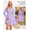 image:imageGRACE KARIN Summer Floral Mini Dress 2026 Fall Long Sleeve Wedding Guest Dress A Line Flowy Boho Short Dresses with PocketsPurple Floral