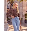 image:imageGRACE KARIN Womens Long Sleeve Work Blouses Bow Tie Chiffon Floral Tops 2026Elegant Business Casual Fall ShirtsDot  Coffee