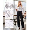 image:imageGRACE KARIN Womens Long Sleeve Work Blouses Bow Tie Chiffon Floral Tops 2026Elegant Business Casual Fall ShirtsDot  White and Khaki