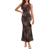 image:imageGRACE KARIN Womens Summer Floral Wedding Guest Dresses 2026 Sleeveless Mesh Bodycon Maxi Dress Cocktail Party Long DressesCoffee